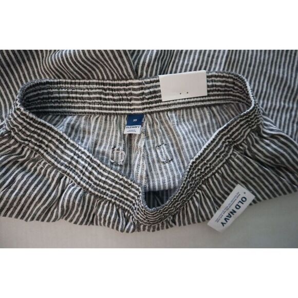 Old Navy 792007 Women's Sz XS Gray/White Striped High Rise Wide Leg Linen Pants - Picture 3 of 12